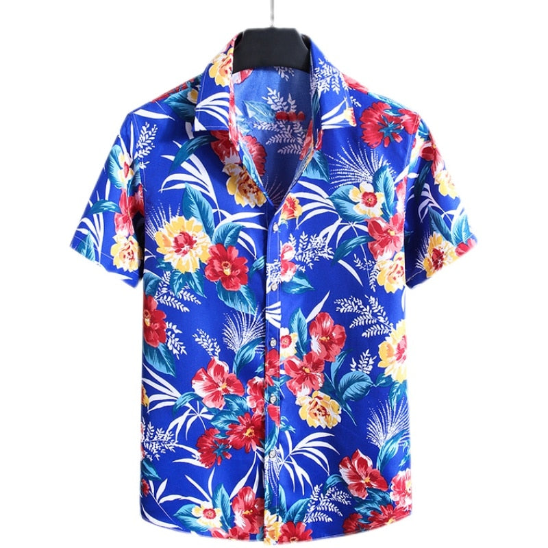 Men'S Blouse Fashions Summer Clothes Shirts Short Sleeves OverSize Hawaiian Beach Casual Floral Print For Man C306 13