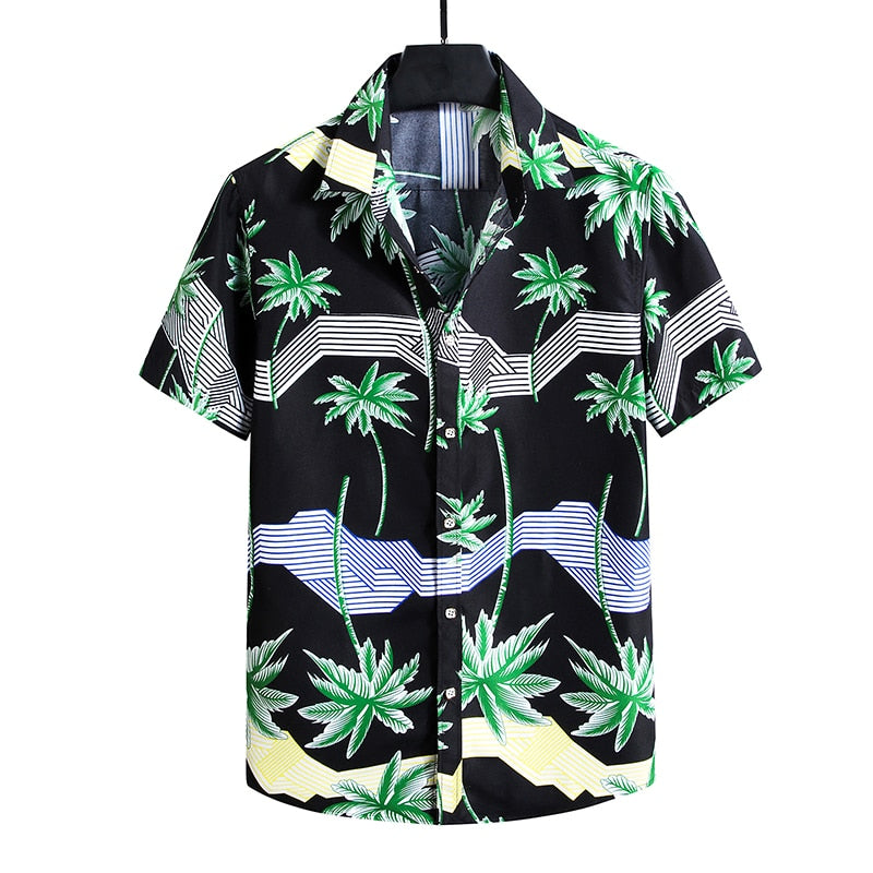 Men'S Blouse Fashions Summer Clothes Shirts Short Sleeves OverSize Hawaiian Beach Casual Floral Print For Man