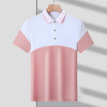 Men'S Classic Patchwork Polo Shirt Cotton Short Sleeve Summer Plus Oversize