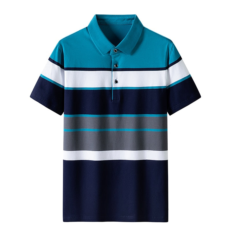 Men'S Classic Striped Polo Shirt Cotton Short Sleeve Summer Plus Oversize