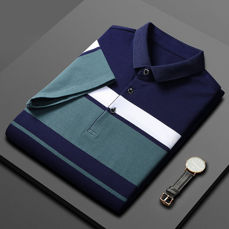 Men'S Classic Striped Polo Shirt Cotton Short Sleeve Summer Plus Oversize JX2321 4