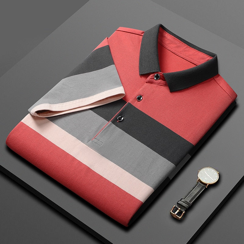 Men'S Classic Striped Polo Shirt Cotton Short Sleeve Summer Plus Oversize JT2313 4