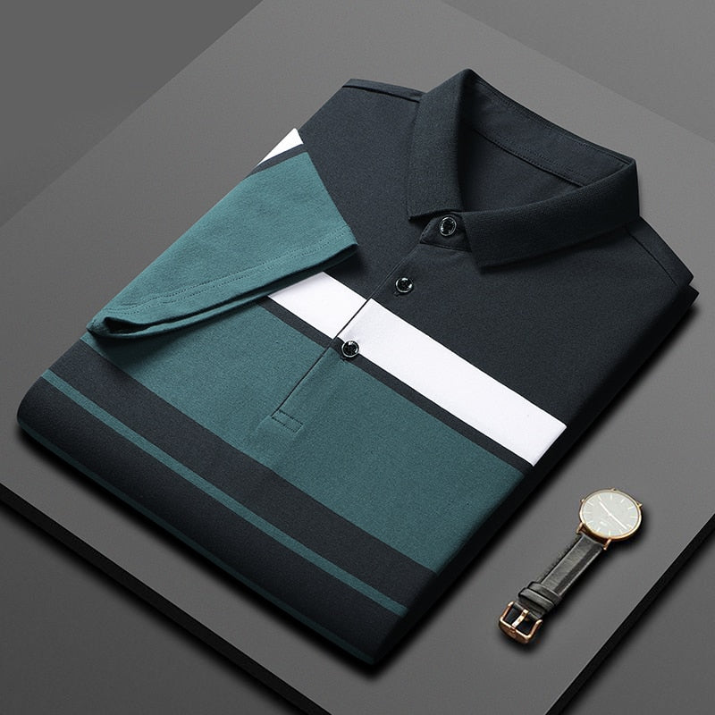 Men'S Classic Striped Polo Shirt Cotton Short Sleeve Summer Plus Oversize JX2321 3
