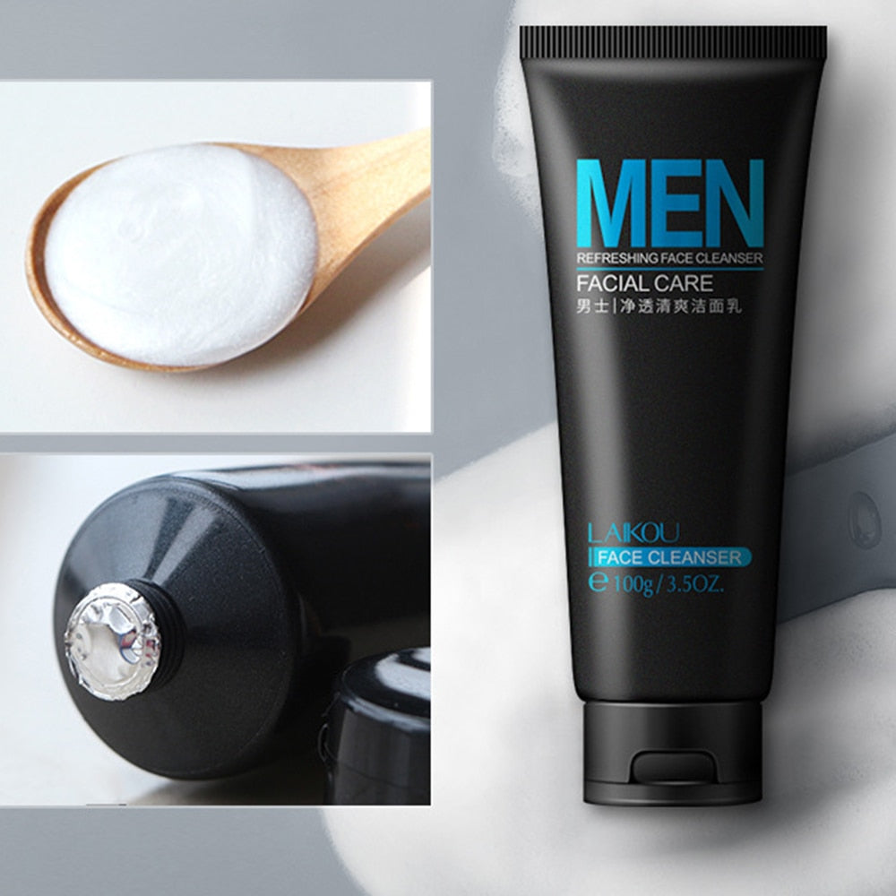 Men Scrub Facial Cleanser Moisturize Deeply Cleans Oil Controls Unclogs Pores Anti Blackhead Soothes Improves Dullness Skin Care