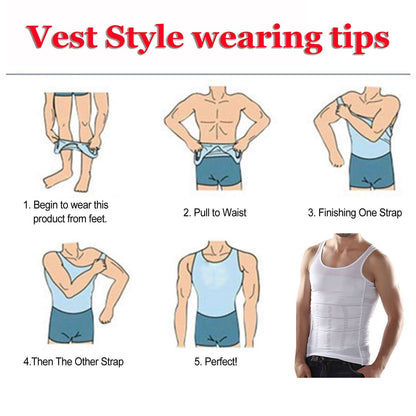 Men Slimming Body Shaper Posture Corrector Tummy Control Shapewear Fat Burning Chest Corset Vest Modeling Compression T-Shirts