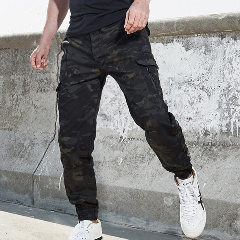 Men Tactical Hunting Pants Fashion Streetwear Casual Camouflage Jogger Pants Military Cargo Trousers Spring Autumn Hiking Pants CP Black