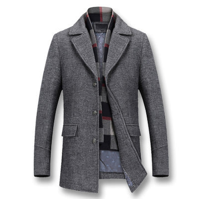 Men Winter Thick Cotton Wool Jackets Coats Gray