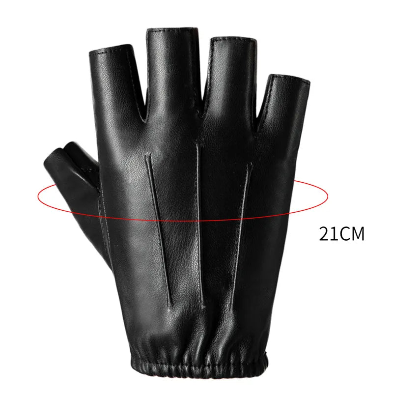 Men Women PU Leather Gloves Lovers Fingerless Mittens Black Half Finger Outdoor Tactical Mens Leather Driving Gloves