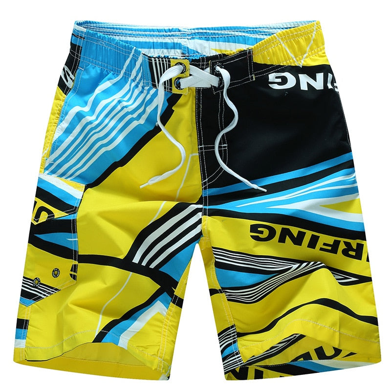 Men's Surf Board Shorts Surfing Beach Trunks Swimming Wear Bermudas Masculina Swimwear Plus Size 1521 yellow