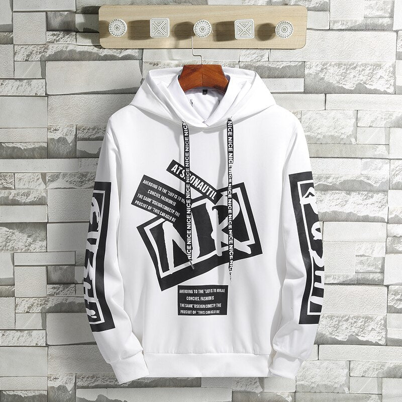 Men's Winter Hoodies Men Spring Letter Printing Sweatshirt Male Hip Hop Harajuku Japanese Streetwear Casual Hoodie Men