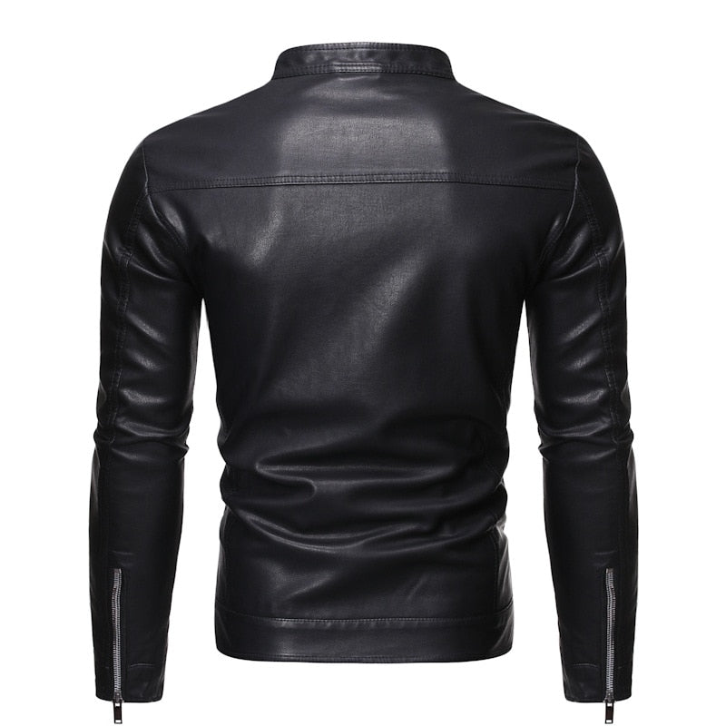 Mens PU Leather Jacket Motorcycle Biker Men's Jackets Autumn Winter Warm Black Outdoor Outwear Coats 5XL Plus Szie