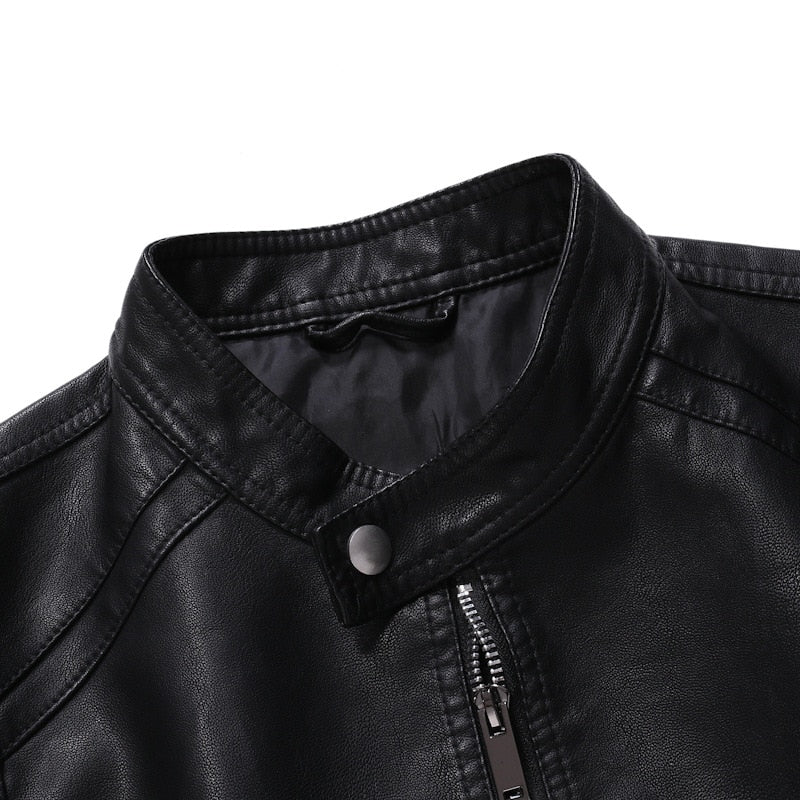 Mens PU Leather Jacket Motorcycle Biker Men's Jackets Autumn Winter Warm Black Outdoor Outwear Coats 5XL Plus Szie