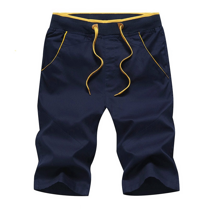 Mens Summer Casual Shorts New Fashion Letter Bermudas Boardshorts Men Brand Clothing Breathable Elasticity Beach Shorts Men Navy Blue