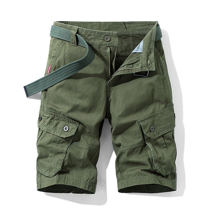 Mens Summer Cotton Army Tactical Cargo Shorts New Fashion Khaki Multi-pocket Casual Short Pants Loose Military Shorts Men