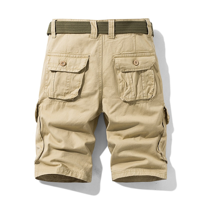 Mens Summer Cotton Army Tactical Cargo Shorts New Fashion Khaki Multi-pocket Casual Short Pants Loose Military Shorts Men