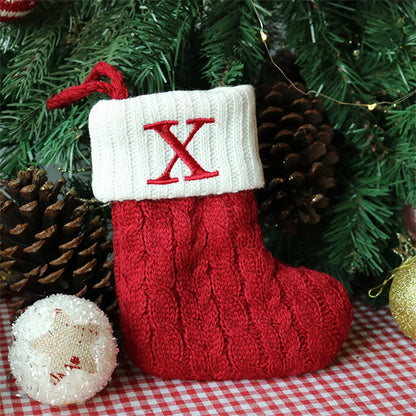 Merry Christmas Socks Red Snowflake 26 Alphabet Letters Stocking DIY Christmas Tree Pendant Christmas Decorations Home Xmas Gift X Christmas socks