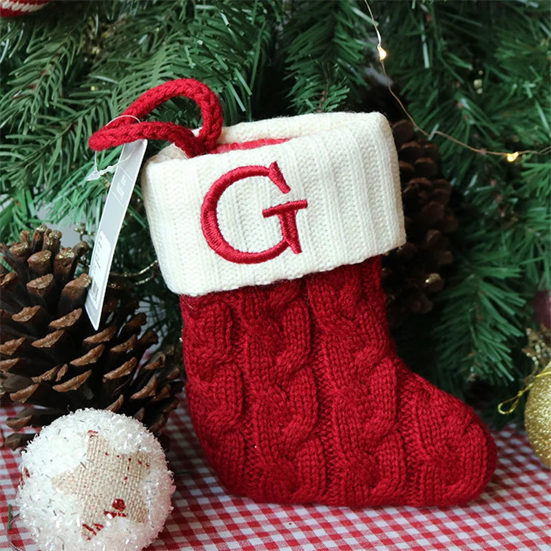 Merry Christmas Socks Red Snowflake 26 Alphabet Letters Stocking DIY Christmas Tree Pendant Christmas Decorations Home Xmas Gift G Christmas socks