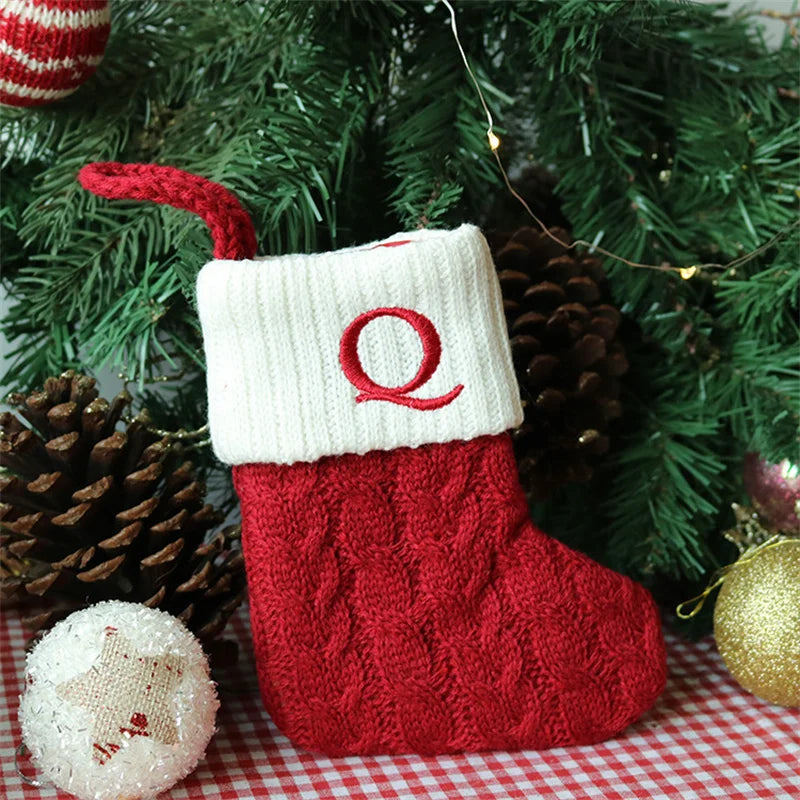 Merry Christmas Socks Red Snowflake 26 Alphabet Letters Stocking DIY Christmas Tree Pendant Christmas Decorations Home Xmas Gift Q Christmas socks