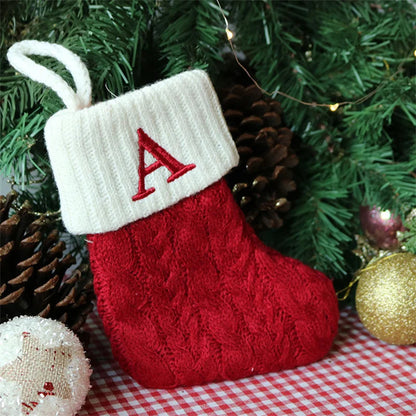 Merry Christmas Socks Red Snowflake 26 Alphabet Letters Stocking DIY Christmas Tree Pendant Christmas Decorations Home Xmas Gift A Christmas socks