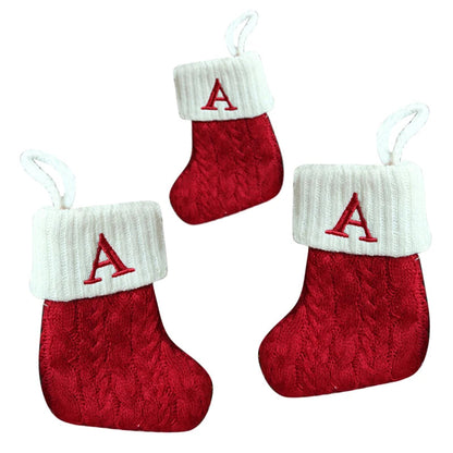 Merry Christmas Socks Red Snowflake 26 Alphabet Letters Stocking DIY Christmas Tree Pendant Christmas Decorations Home Xmas Gift