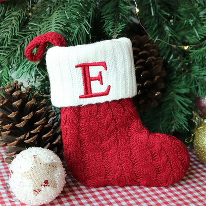 Merry Christmas Socks Red Snowflake 26 Alphabet Letters Stocking DIY Christmas Tree Pendant Christmas Decorations Home Xmas Gift E Christmas socks