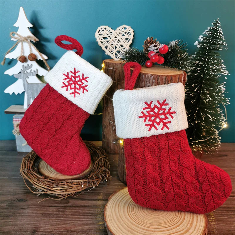 Merry Christmas Socks Red Snowflake 26 Alphabet Letters Stocking DIY Christmas Tree Pendant Christmas Decorations Home Xmas Gift