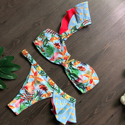 Metal V Tank Top Low Waist Bikini Sets Swimsuit For Women Orange Sexy Two Pieces Swimwear 2023 Summer Beach Bathing Suits