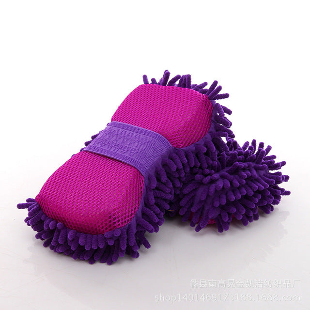 Microfiber Car Washer Sponge Cleaning Car Care Detailing Brushes Washing Towel Auto Gloves Styling Accessories Purple
