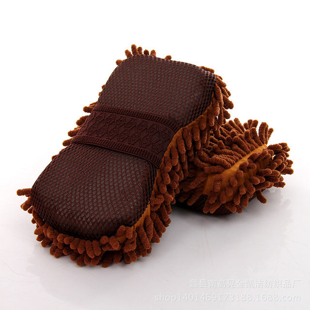 Microfiber Car Washer Sponge Cleaning Car Care Detailing Brushes Washing Towel Auto Gloves Styling Accessories Coffee
