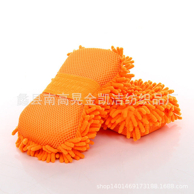 Microfiber Car Washer Sponge Cleaning Car Care Detailing Brushes Washing Towel Auto Gloves Styling Accessories Orange