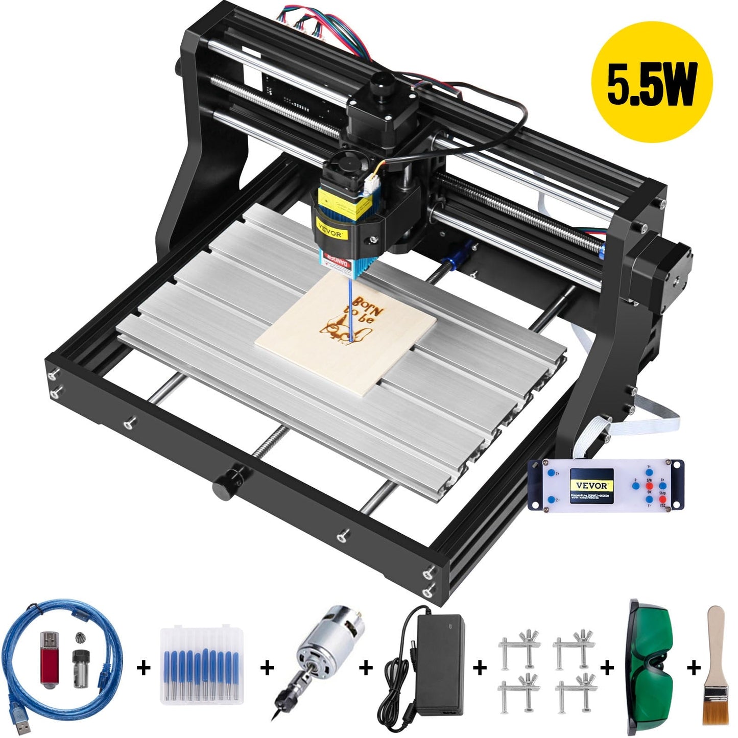 Mini CNC Laser Engraving Machine with Offline Controller and GRBL Control for Wood, PCB, and Milling with 5500MW Laser