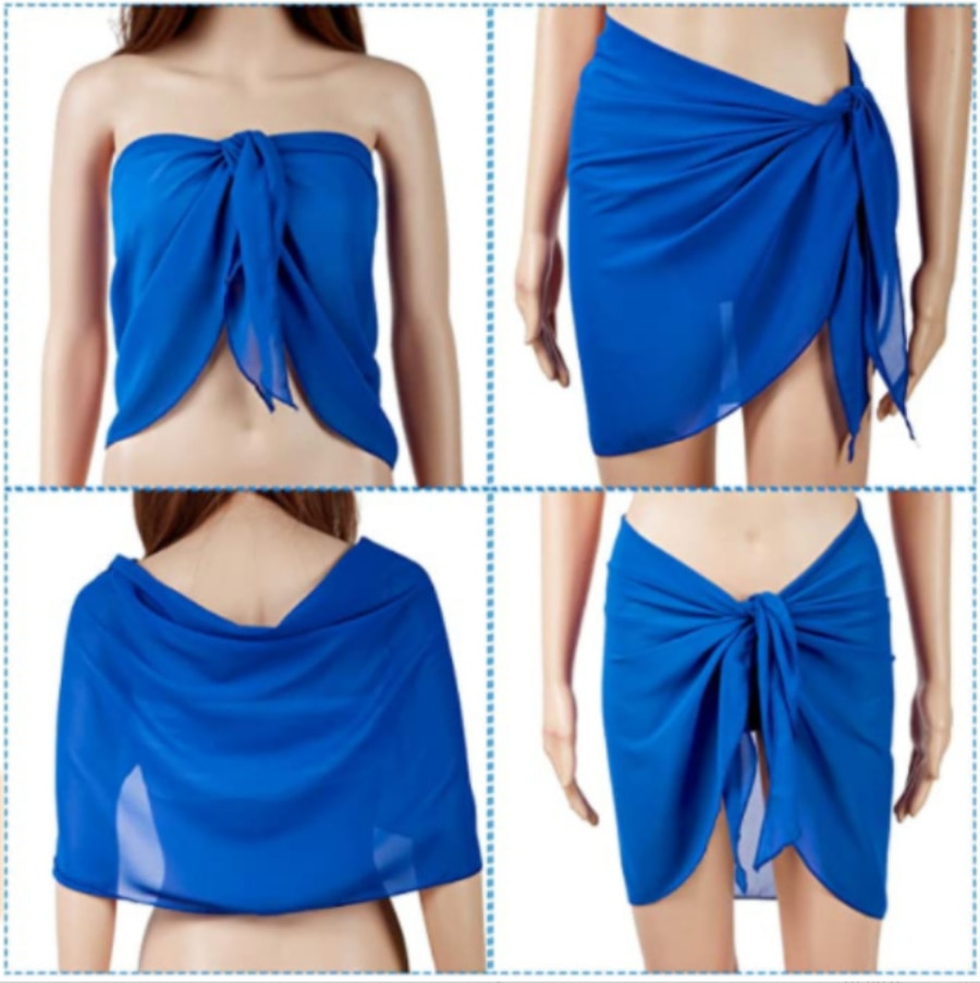 Mini Ruffle Skirts Women Cover Up Dress Beach Wrap Short Sarongs Bikini Candy Color Bathing Skirt Women Swimsuit Beachwear