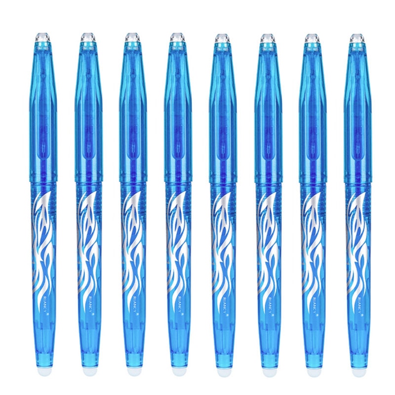 Multi-color Erasable Gel Pen 0.5mm Refill Rod Kawaii Pens Student Writing Creative Drawing Tools Office School Supply Stationery 8pcs sky blue pen