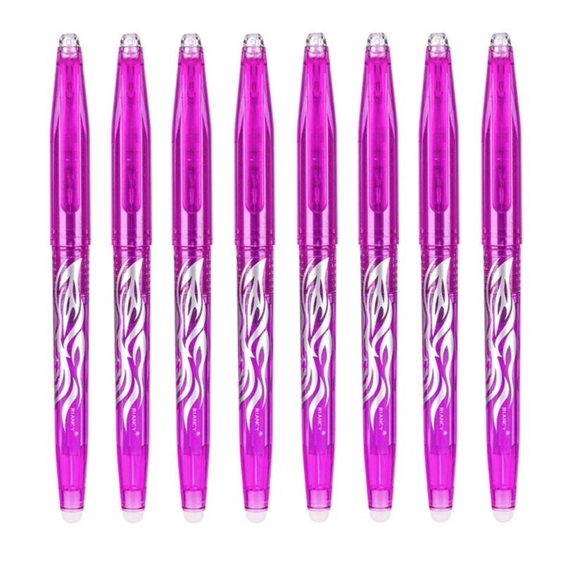 Multi-color Erasable Gel Pen 0.5mm Refill Rod Kawaii Pens Student Writing Creative Drawing Tools Office School Supply Stationery 8pcs purple pen