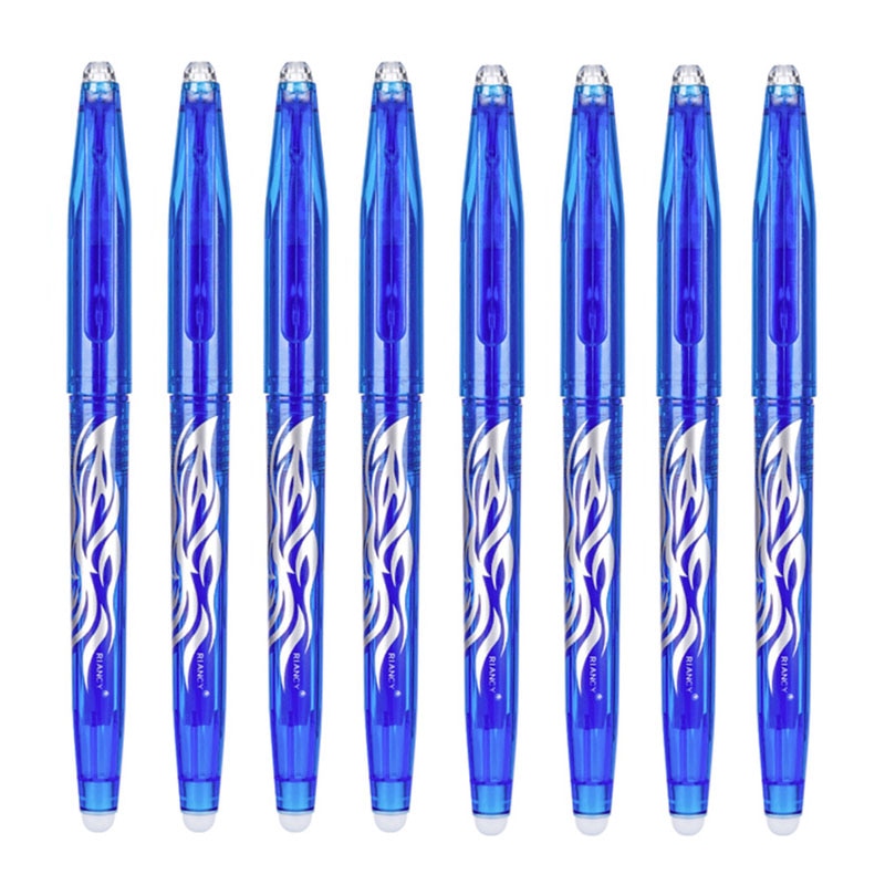 Multi-color Erasable Gel Pen 0.5mm Refill Rod Kawaii Pens Student Writing Creative Drawing Tools Office School Supply Stationery 8pcs blue pen