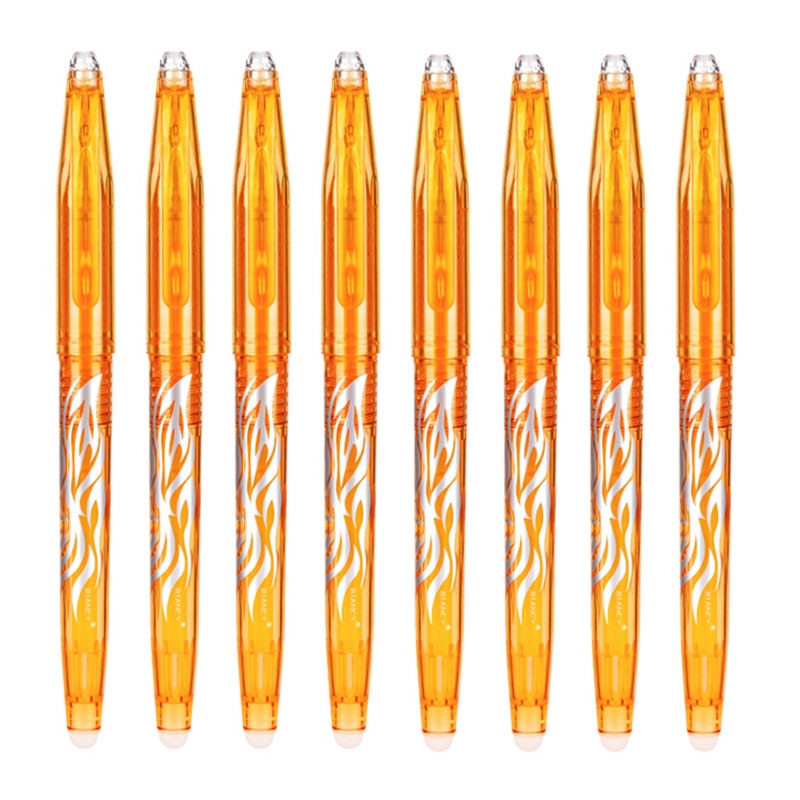 Multi-color Erasable Gel Pen 0.5mm Refill Rod Kawaii Pens Student Writing Creative Drawing Tools Office School Supply Stationery 8pcs orange pen