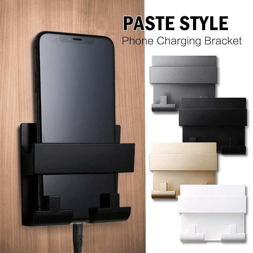 Multifunctional Wall-mounted Mobile Phone Remote Control Storage Box Rack Phone Plug Charging Holders Rack Wall Debris Holder