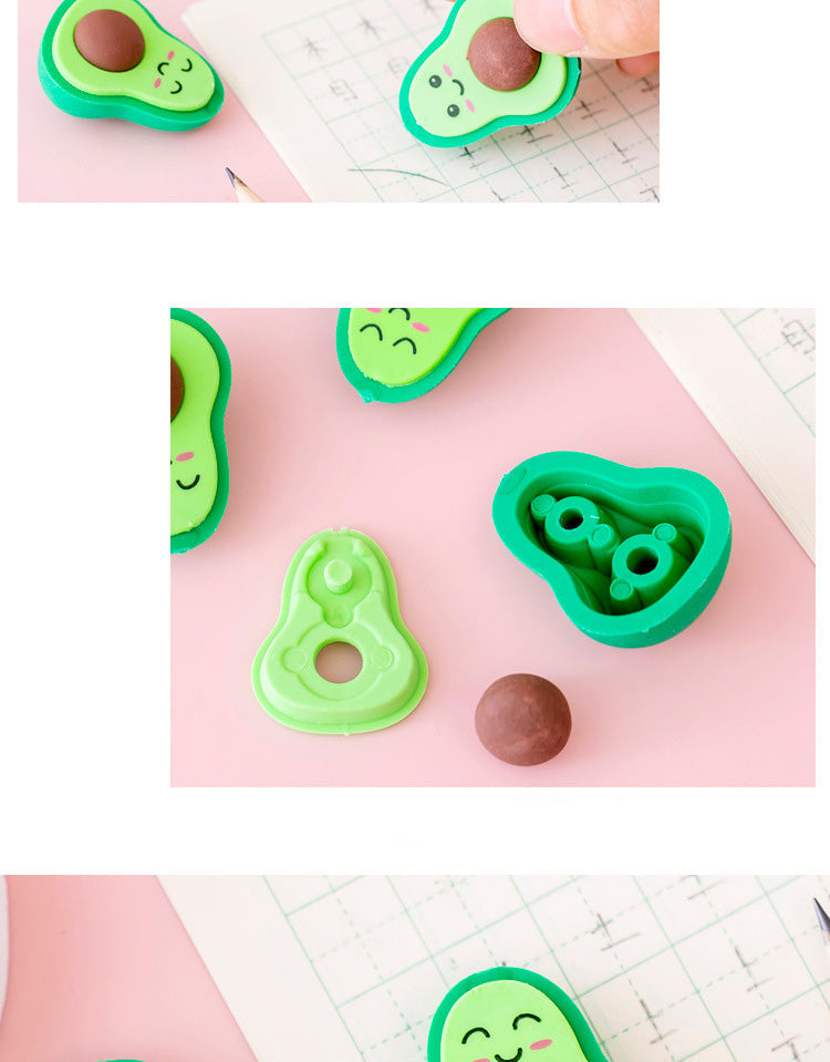 NEW Cute Kawaii Avocado Rubber Erasers Novelty Fruit Pencil Eraser for Student School Correction Supplies Kids Gift Promotional