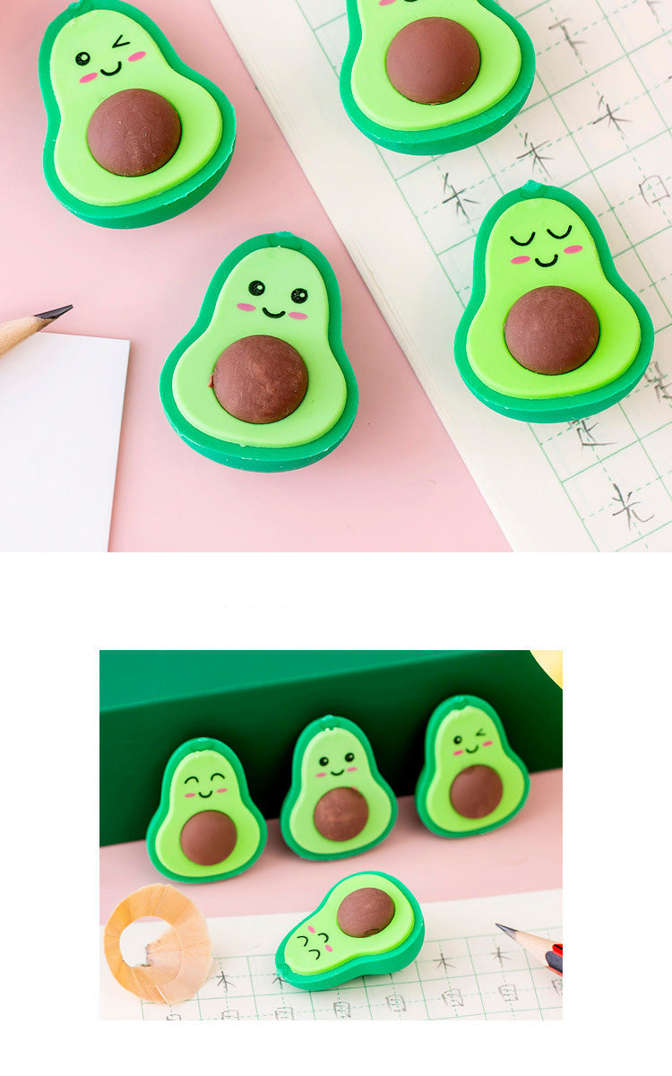 NEW Cute Kawaii Avocado Rubber Erasers Novelty Fruit Pencil Eraser for Student School Correction Supplies Kids Gift Promotional