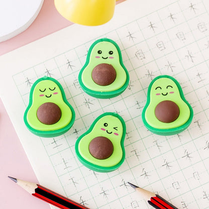 NEW Cute Kawaii Avocado Rubber Erasers Novelty Fruit Pencil Eraser for Student School Correction Supplies Kids Gift Promotional