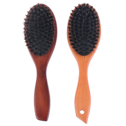 Natural Boar Bristle Hair Brush For Women Men Kid Soft Bristles Brush Hair Comb Restore Shine Texture Wooden Handle Hairbrush