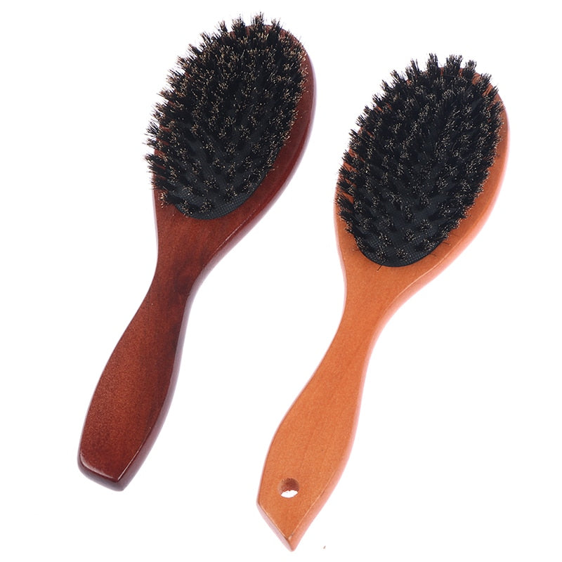 Natural Boar Bristle Hair Brush For Women Men Kid Soft Bristles Brush Hair Comb Restore Shine Texture Wooden Handle Hairbrush