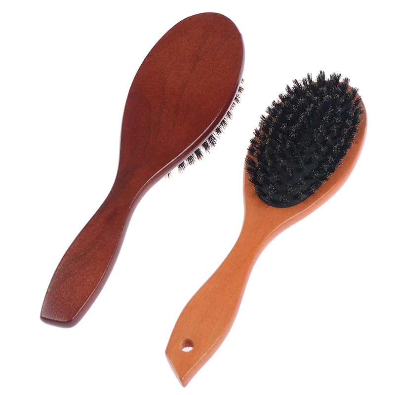 Natural Boar Bristle Hair Brush For Women Men Kid Soft Bristles Brush Hair Comb Restore Shine Texture Wooden Handle Hairbrush
