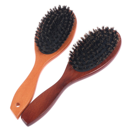 Natural Boar Bristle Hair Brush For Women Men Kid Soft Bristles Brush Hair Comb Restore Shine Texture Wooden Handle Hairbrush