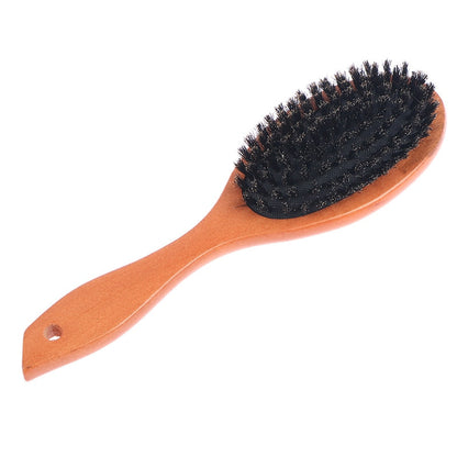 Natural Boar Bristle Hair Brush For Women Men Kid Soft Bristles Brush Hair Comb Restore Shine Texture Wooden Handle Hairbrush Brown