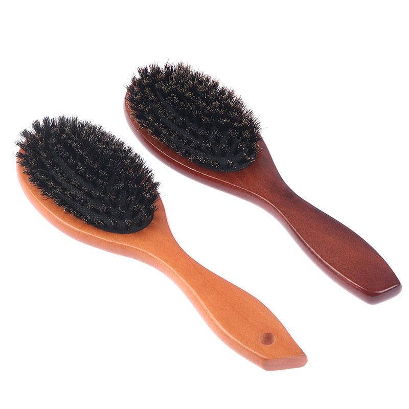 Natural Boar Bristle Hair Brush For Women Men Kid Soft Bristles Brush Hair Comb Restore Shine Texture Wooden Handle Hairbrush