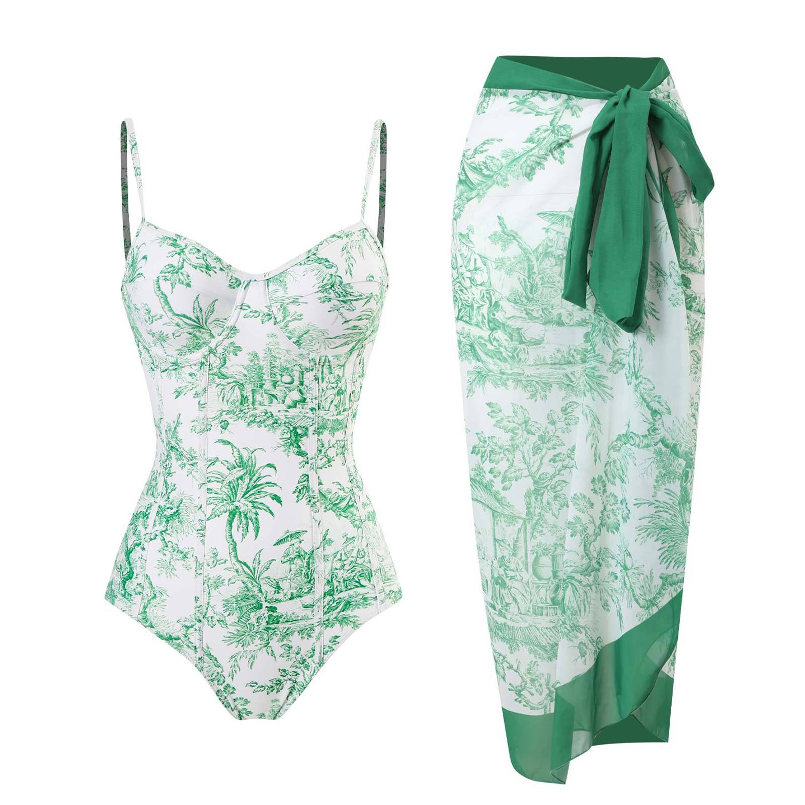 New 2-Piece Women Bikini Set Push Up Floral Printed Ruffle Bikini Strappy Bandage Swimwear Brazilian Biquini Bathing Suit QJY99G4
