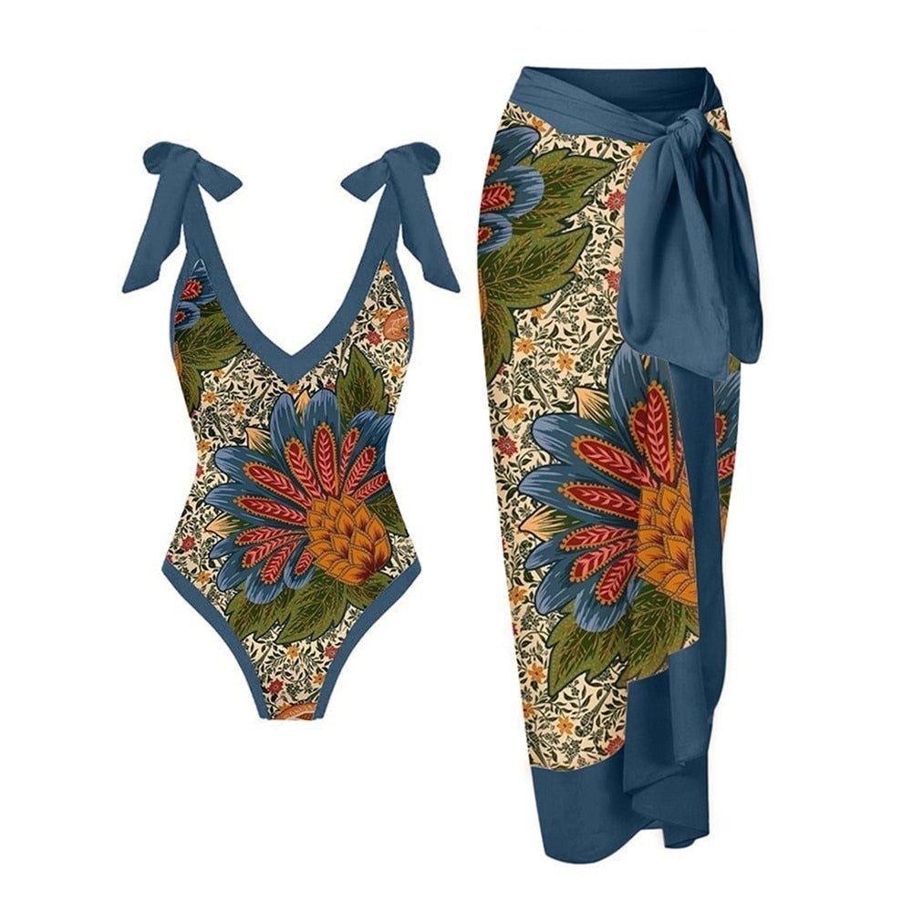 New 2-Piece Women Bikini Set Push Up Floral Printed Ruffle Bikinis Strappy Bandage Swimwear Brazilian Biquini Bathing Suit QJY16B3