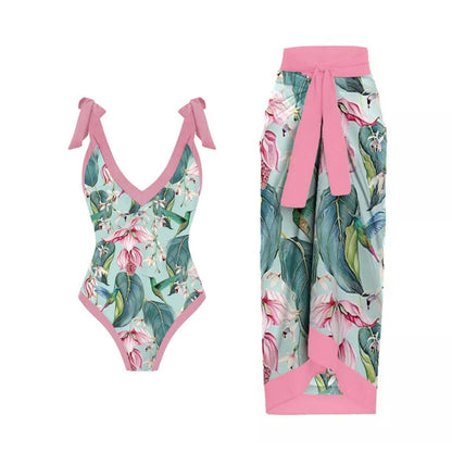 New 2-Piece Women Bikini Set Push Up Floral Printed Ruffle Bikinis Strappy Bandage Swimwear Brazilian Biquini Bathing Suit QJY16P1