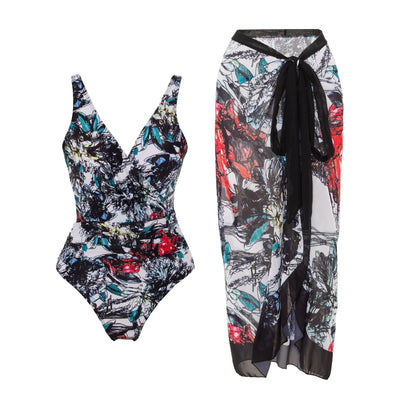 New 2Piece Women Bikini Set Push Up Floral Printed Ruffle Bikinis Strappy Bandage Swimwear Brazilian Biquini Bathing Suit 1